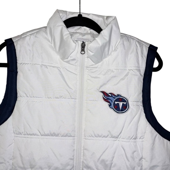 Titans Tennessee NFL White Navy Puffer Vest Women’s XL Football Sports Athlete - Picture 5 of 16